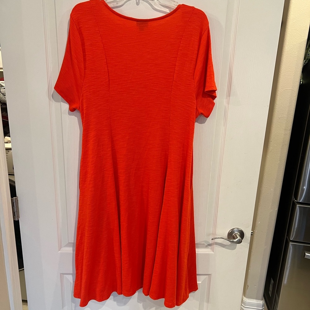Torrid orange Mini Slub Rib Fluted Dress. Plus size 2 - Picture 5 of 9